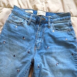 Women's Blue Embroidered Jeans